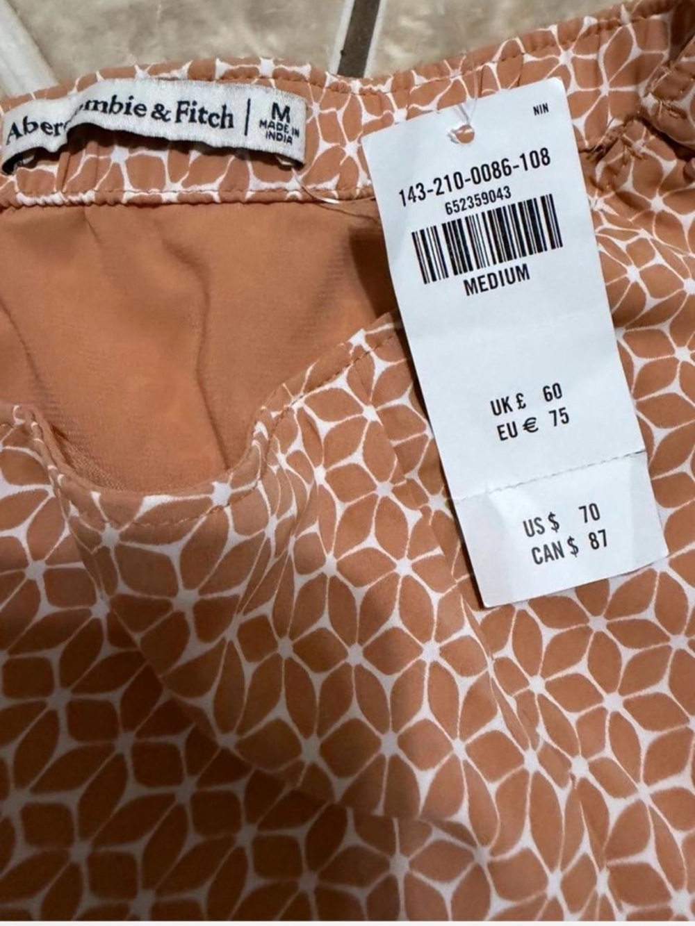 Abercrombie & Fitch Rust color  Printed Midi Skirt with Front Slit - Picture 3 of 4